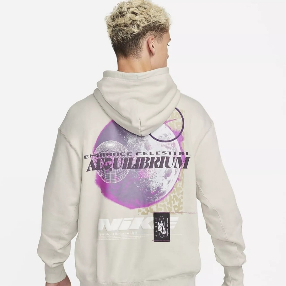 Nike Cream Hoodie with Purple Celestial Back Graphic